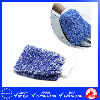 Găng tay rửa xe mềm mịn siêu thấm hút cao cấp màu xanh