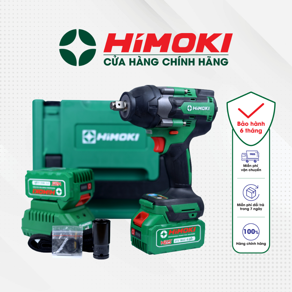 Máy siết bulong Himoki HM-IW650N Không Chổi Than - Vặn Mở Siết Bulong Ô tô - Có Búa- Lõi Đồng- Bảo hành 12T