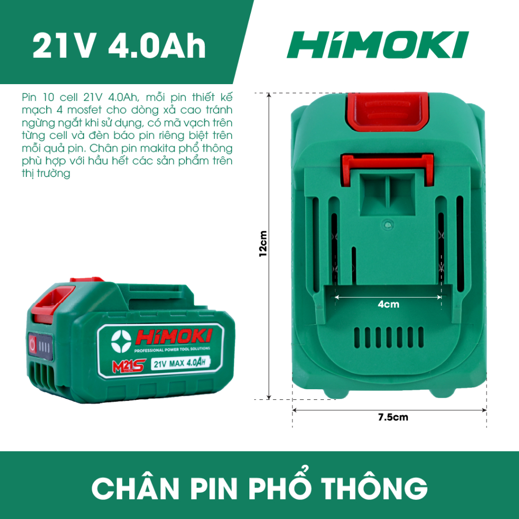 Máy siết bulong Himoki HM-IW650N Không Chổi Than - Vặn Mở Siết Bulong Ô tô - Có Búa- Lõi Đồng- Bảo hành 12T