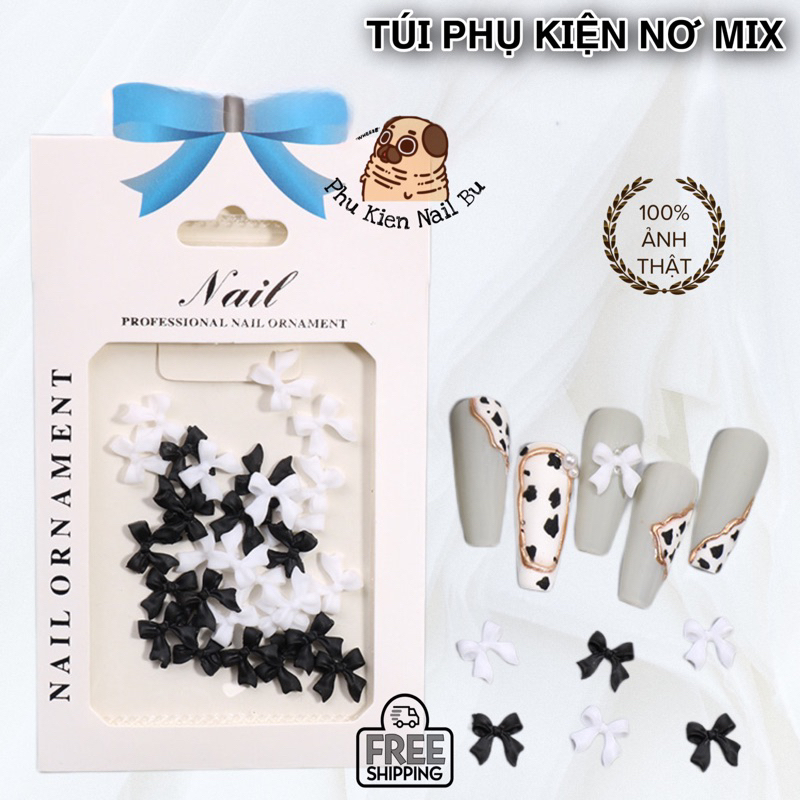 Nơ đen trắng mix túi 30 viên