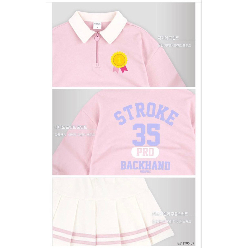 BD2319 Bộ Andiapple BG áo hồng stroke 35 quần váy