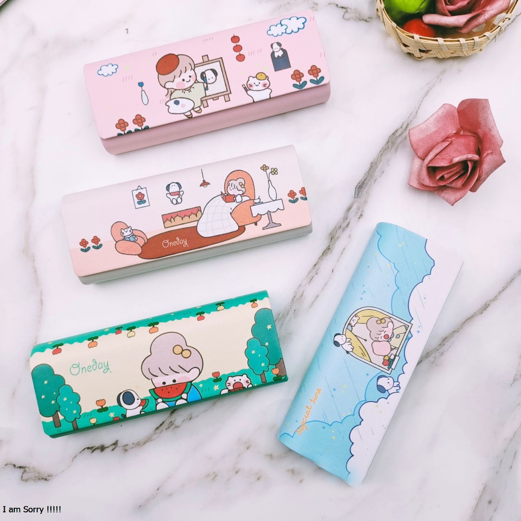 Hộp Đựng Kính Cận Trẻ Em Nhiều Mẫu dễ Thương Cao Cấp + Tặng Kèm Khăn Lau Kính Nano Hàn Quốc( giao ngẫu nhiên)