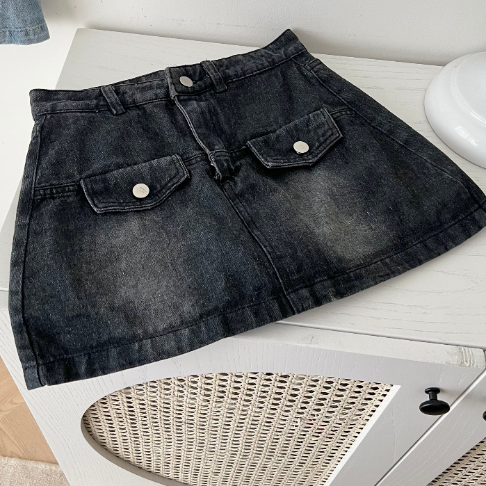 Chân Váy Bò Dáng Ngắn, Chân Váy Jean Phối Túi Hàng Công Ty 3 size SML