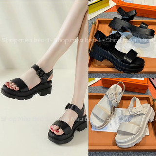 Sandal quai ngang vân rắn gót vuông fullbox hàng quảng châu cao cấp