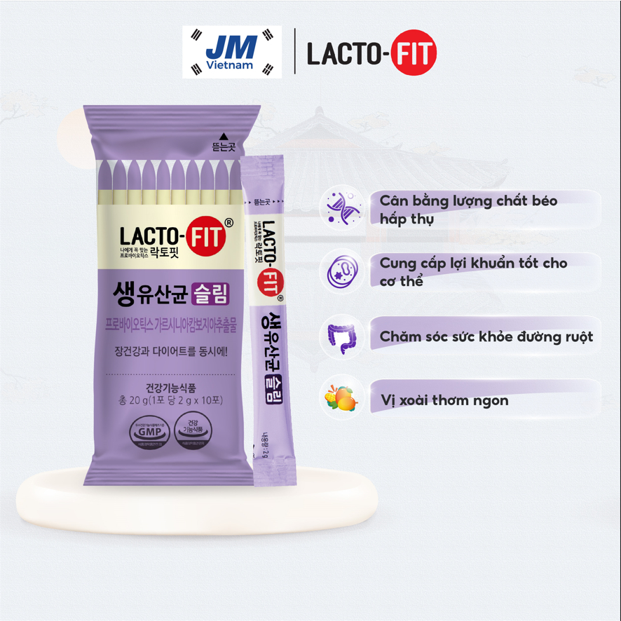 Men Vi Sinh Hàn Quốc LACTO-FIT SLIM Hỗ Trợ Tiêu Hóa,Đường Ruột Khỏe Mạnh, Giảm Mỡ, Ăn Kiêng