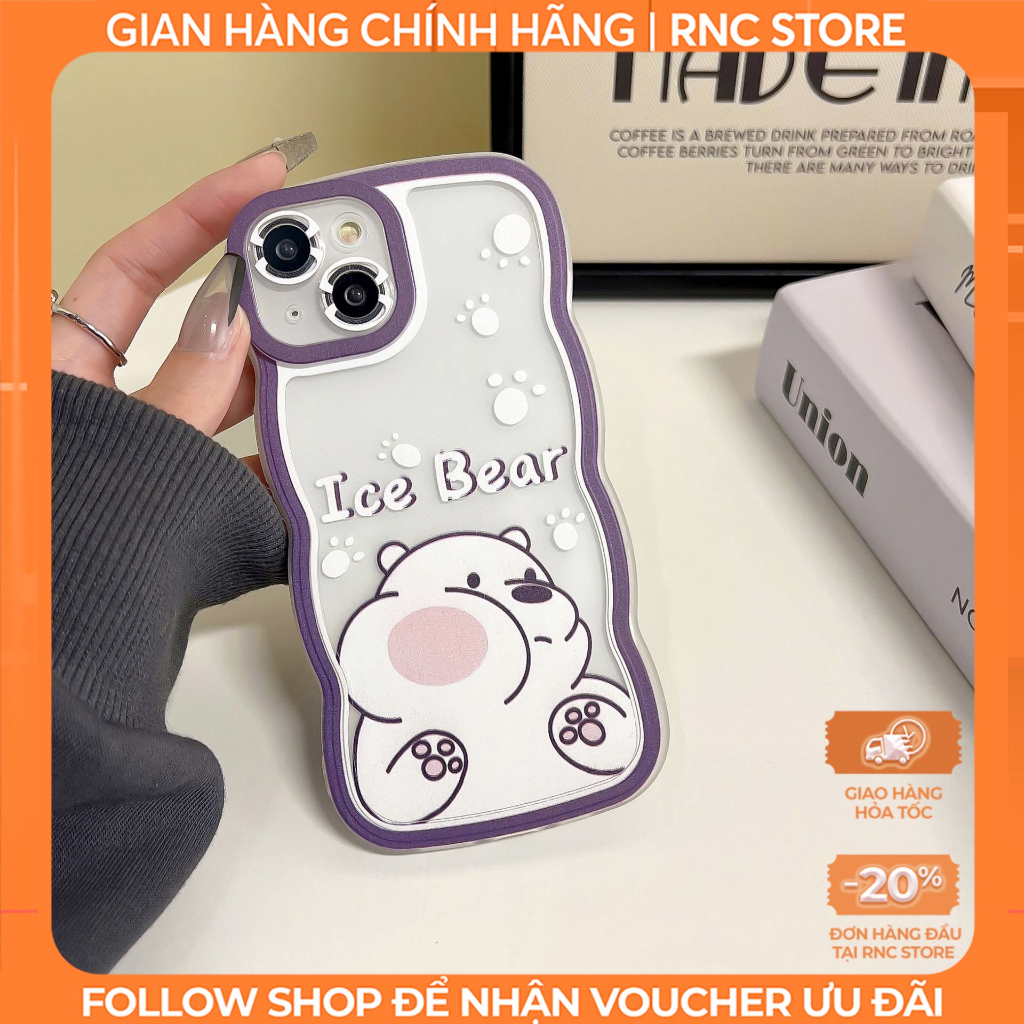 Ốp lưng OPPO A5S/F9/A12/A54/A74/A76/...trong cạnh gợn sóng hình Panda Tím