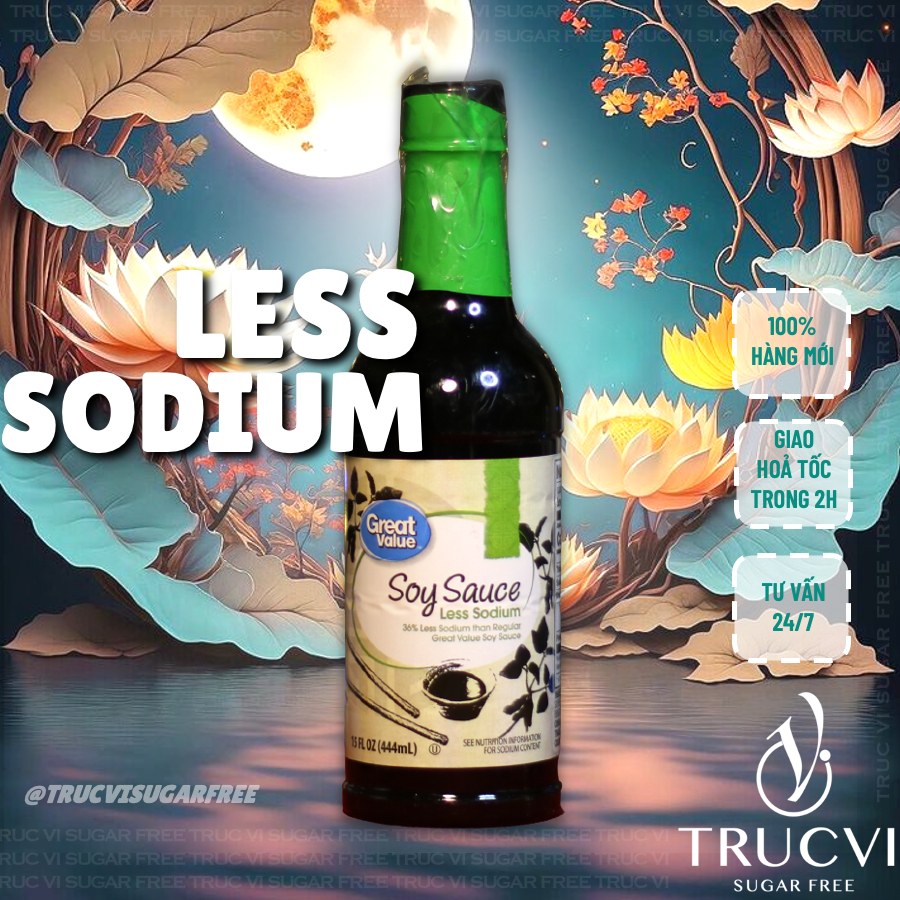 Nước tương đậu nành không đường ít muối (Soy Sauce Less Sodium ) Great Value ( eat clean , keto ,gymer )