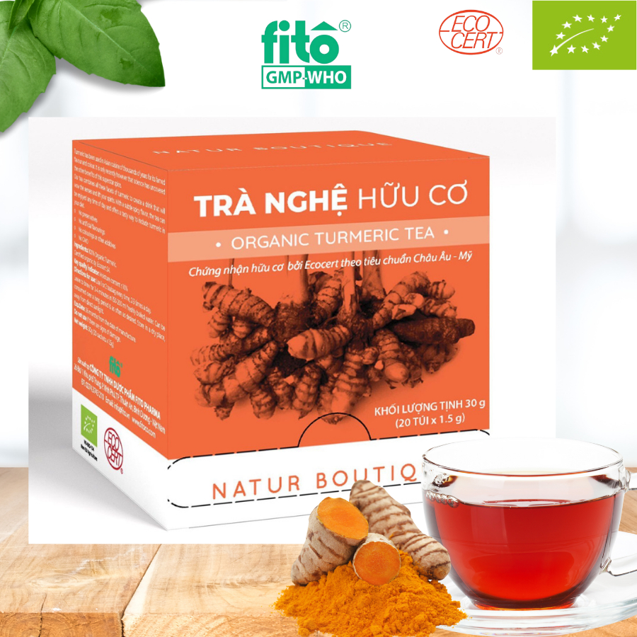Trà Nghệ Hữu Cơ hỗ trợ điều trị dạ dày, làm đẹp da, dạng 20 túi lọc (Organic Turmeric tea, 20 teabags)