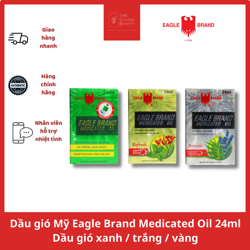 Dầu gió Mỹ Eagle Brand Medicated Oil 24ml của Mỹ - Dầu gió xanh / trắng / vàng