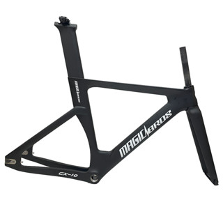  Khung xe đạp Fixed gear Magicbros CX10 carbon màu Đen chữ Trắng 