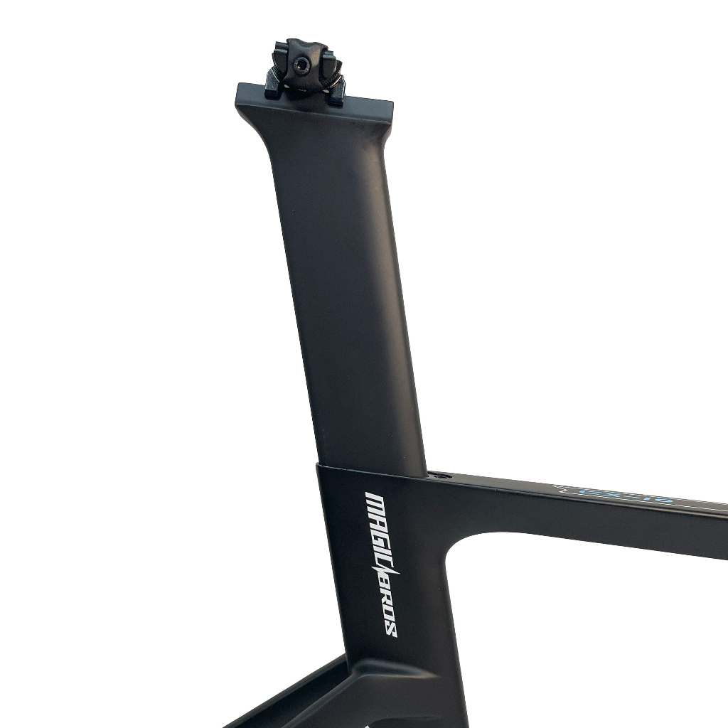 Khung xe đạp Fixed gear Magicbros CX10 carbon màu Đen chữ Trắng