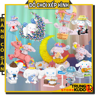 Mô hình Thỏ và Kỳ lân 7 sắc dạng Đồ chơi xếp hình thỏ Cinnamoroll đáng yêu làm quà tặng, đồ decor