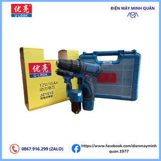 Máy khoan vặn vít pin u-look jz1512 12v chính hãng |bảo hành 06 tháng| máy khoan đa năng cầm tay dùng pin u-look