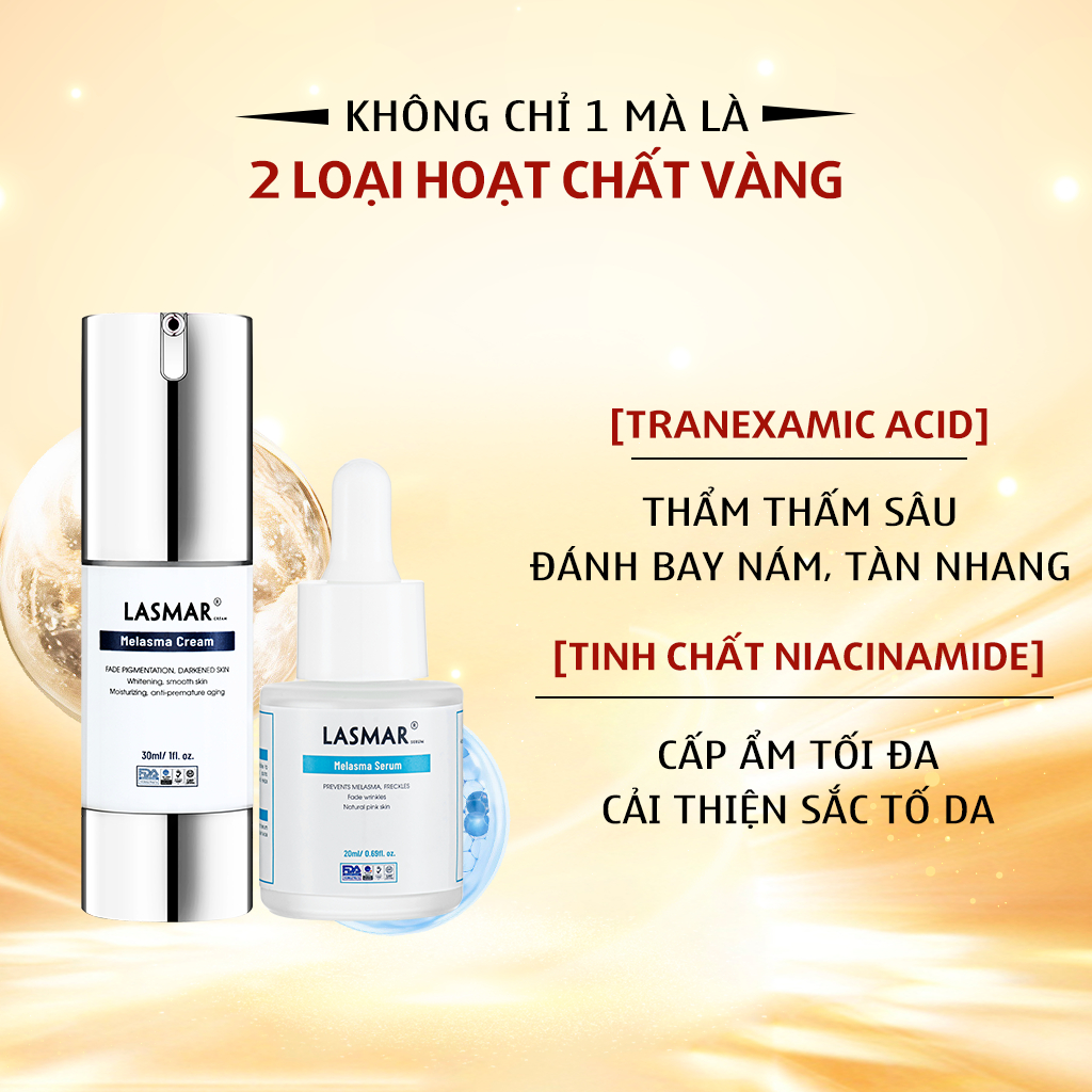 Combo Kem Đêm + Serum Nám Lasmar Mờ Nám Da, Tàn Nhang, Đồi Mồi Lâu Năm Từ Bên Trong
