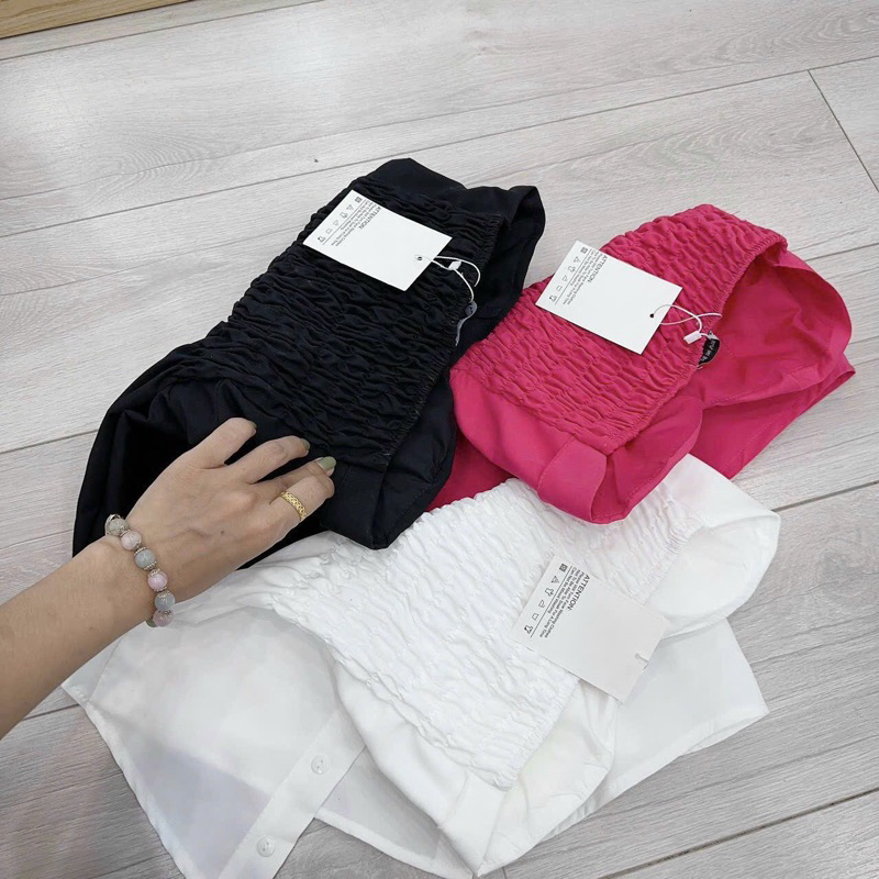 Áo ống cúp ngực  peplum babydoll xoè vạt chéo - B5P