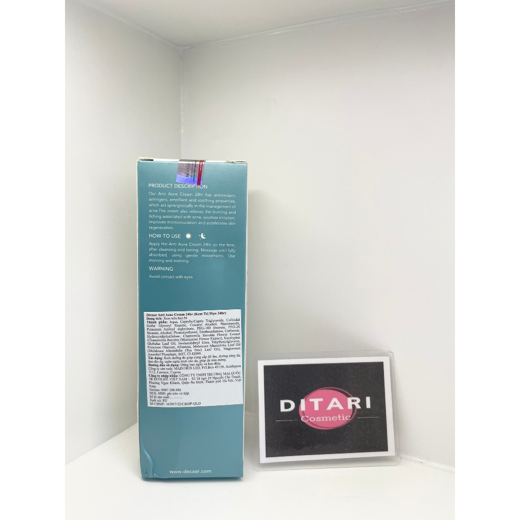 Kem dưỡng cho da mụn Decaar Anti Acne Cream 24h ngừa mụn, làm dịu và tăng tái tạo