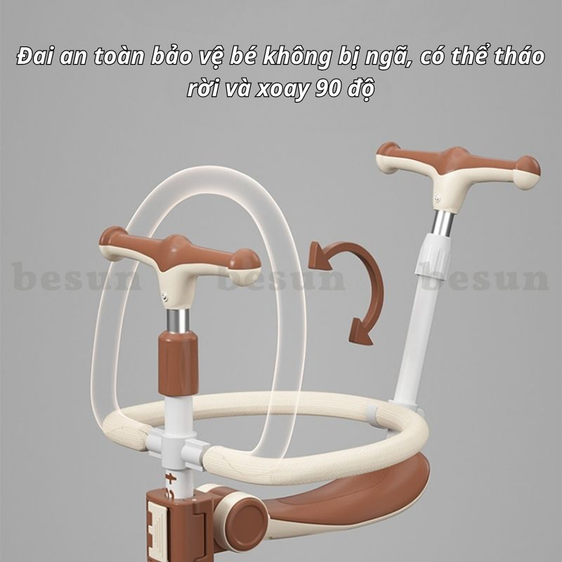 Xe trượt 2 in 1 cho bé BESUN có nhạc đèn, giỏ đồ - xe chòi chân cao cấp
