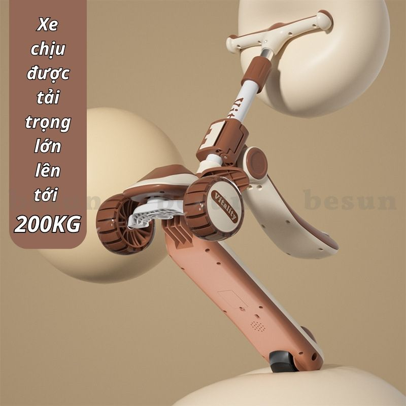 Xe trượt 2 in 1 cho bé BESUN có nhạc đèn, giỏ đồ - xe chòi chân cao cấp