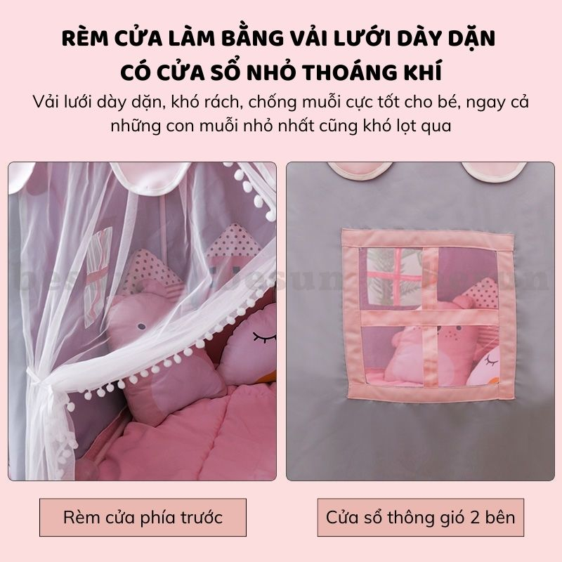 Lều ngôi nhà cho bé BESUN lều bóng khủng long bé trai bé gái chơi trong nhà