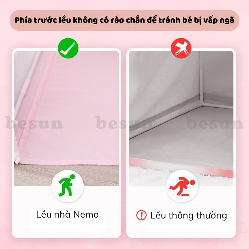 Lều ngôi nhà cho bé BESUN lều bóng khủng long bé trai bé gái chơi trong nhà