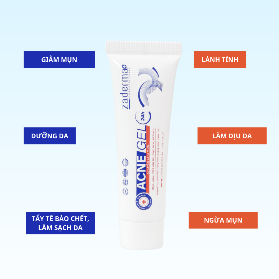 Gel ngừa mụn Zaderma giảm mụn dưỡng da mờ sẹo ngừa thâm nám Ance Gel 24H 20g