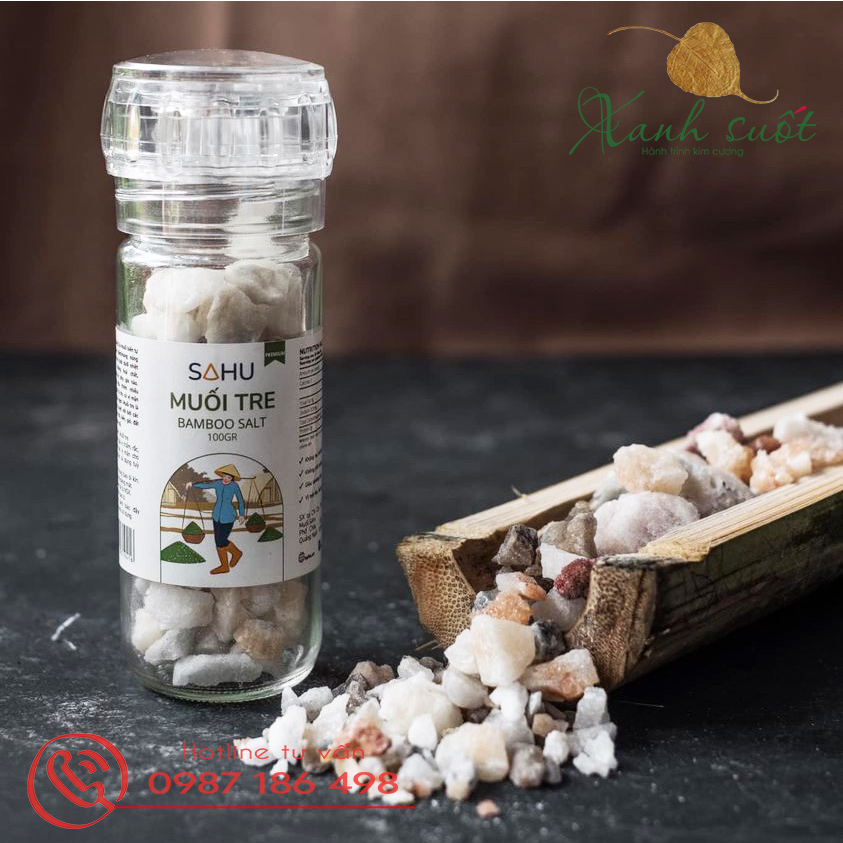 MUỐI TRE HẠT BAMBOO SALT 100G - Muối biển tự nhiên - Hầm trong ống tre- Mặn dịu ngọt hậu- Dạng hạt lấp lánh