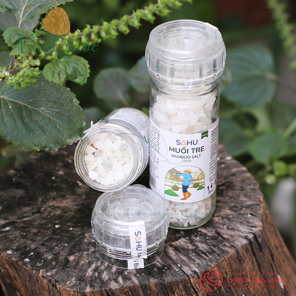 MUỐI TRE HẠT BAMBOO SALT 100G - Muối biển tự nhiên - Hầm trong ống tre- Mặn dịu ngọt hậu- Dạng hạt lấp lánh