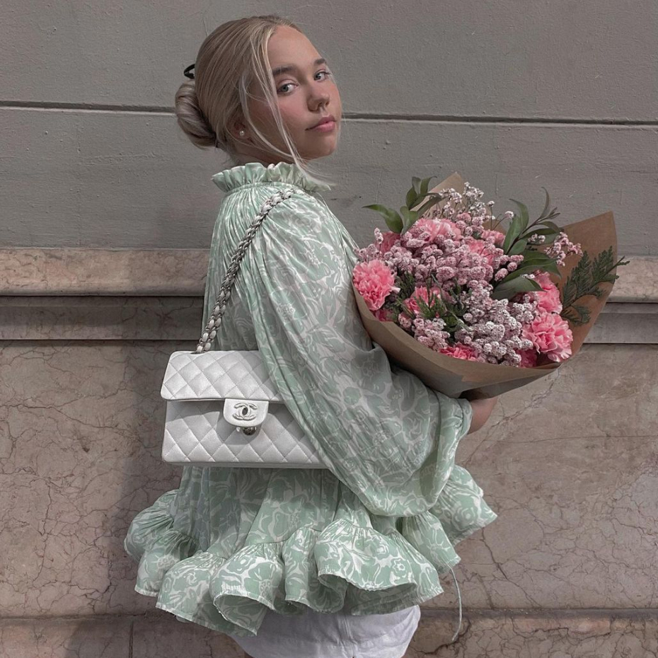 Túi Xách Nữ Cao Cấp Classic Da Dê Non Màu Trắng, Đeo Vai Đeo Chéo Hàng Supper L01064B LAROSE