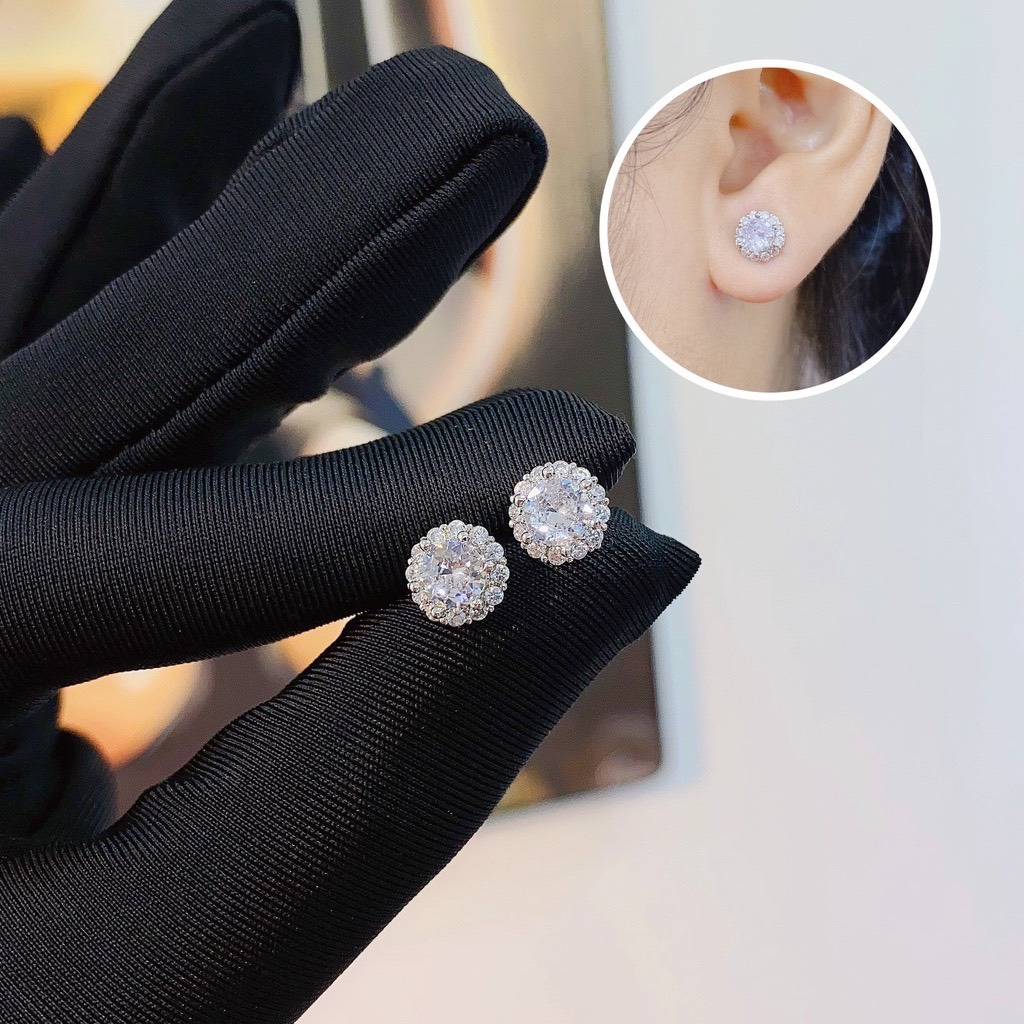 Bông tai, Khuyên tai đá, nụ đính đá lấp lánh cho nữ siêu xinh, chốt titan sáng đẹp bền chắc