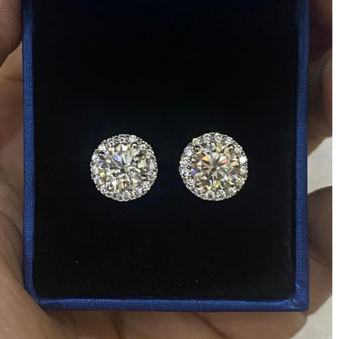 Bông tai, Khuyên tai đá, nụ đính đá lấp lánh cho nữ siêu xinh, chốt titan sáng đẹp bền chắc