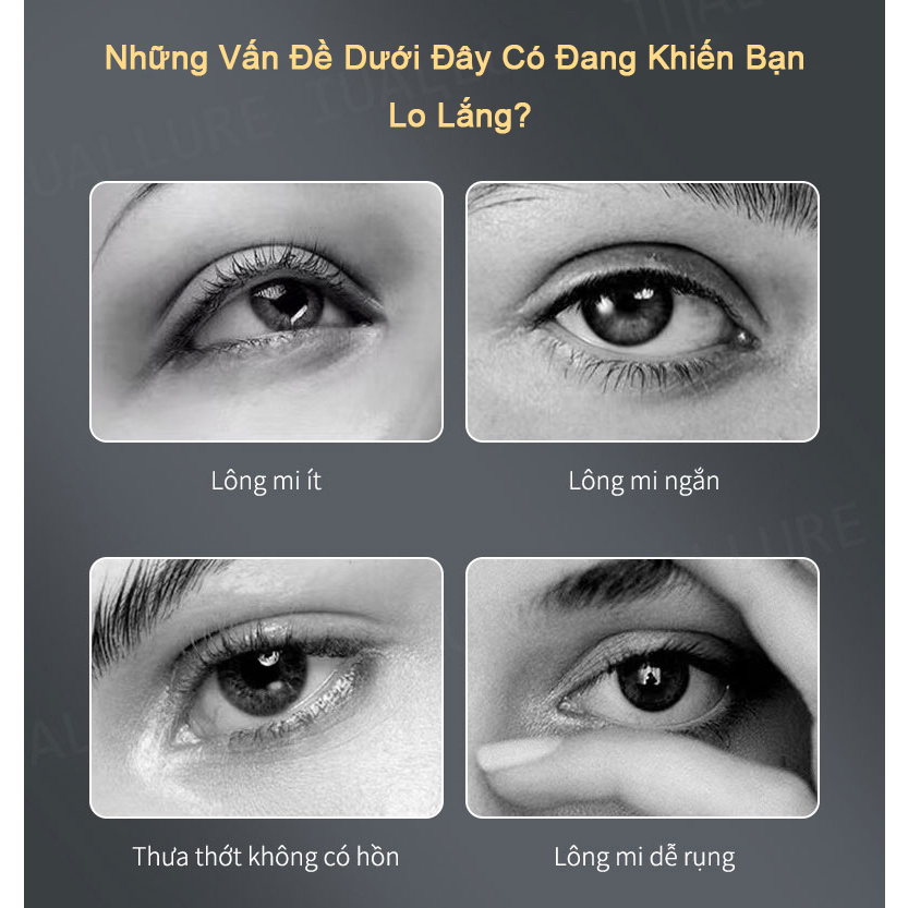 Tinh chất dưỡng mi dài IUALLURE 10ml dưỡng mi giảm gãy rụng mọc dài dày hơn cong tự nhiên không gây thâm mắt