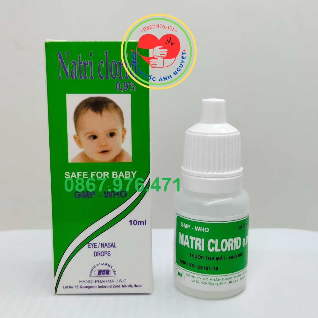 Nhỏ mắt - mũi Natri clorid 0,9% Hà Nội 10ml thích hợp cho trẻ sơ sinh
