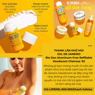 [Sol de Janeiro] Thanh lăn khử mùi Sol de Janeiro Rio Deo Aluminum-Free Refillable Deodorant Cheirosa '62