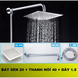 Đủ bộ bát sen VUÔNG, TRÒN  tắm đứng kèm dây nối bằng Inox sáng bóng tiện lợi gồm bát sen cần treo b át và dây sen