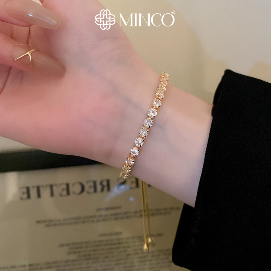 Lắc tay nữ đính đá sang trọng Minco Accessories vòng tay nữ dây rút phong cách Hàn Quốc phụ kiện trang sức đẹp VT16