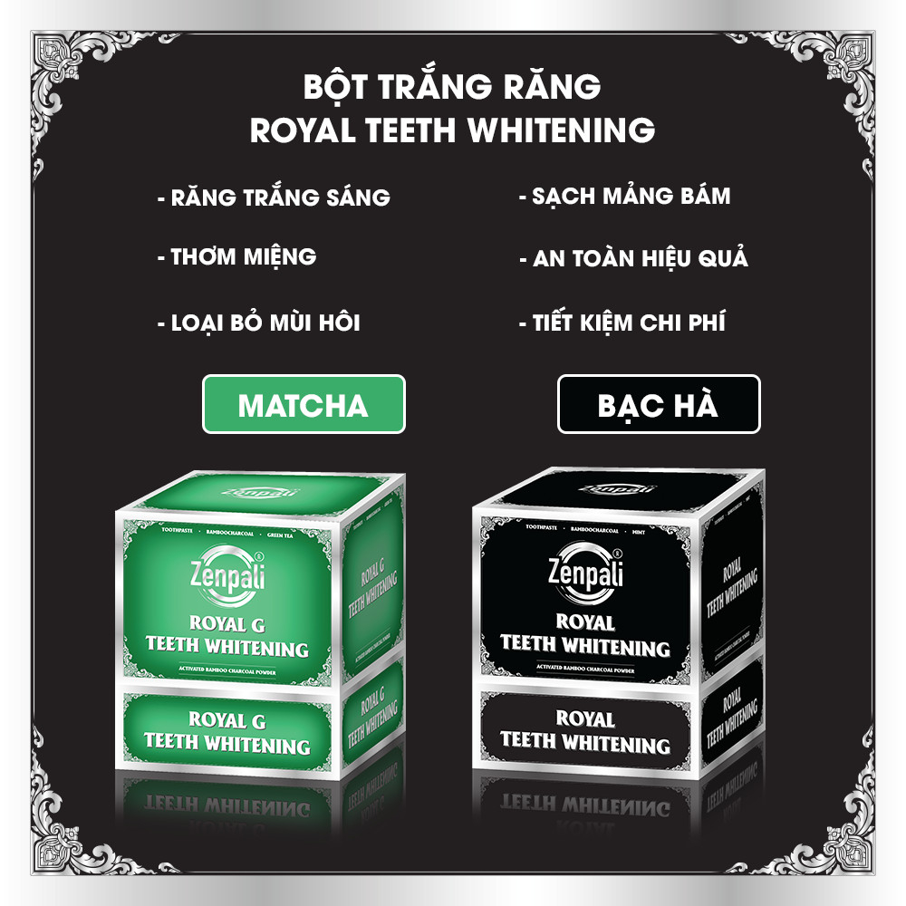 Bột than Tre Hoạt Tính Trắng Răng Royal Zenpali Trắng Răng Thiên Nhiên