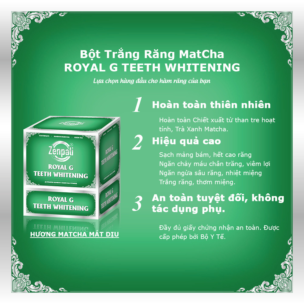 Bột than Tre Hoạt Tính Trắng Răng Royal Zenpali Trắng Răng Thiên Nhiên