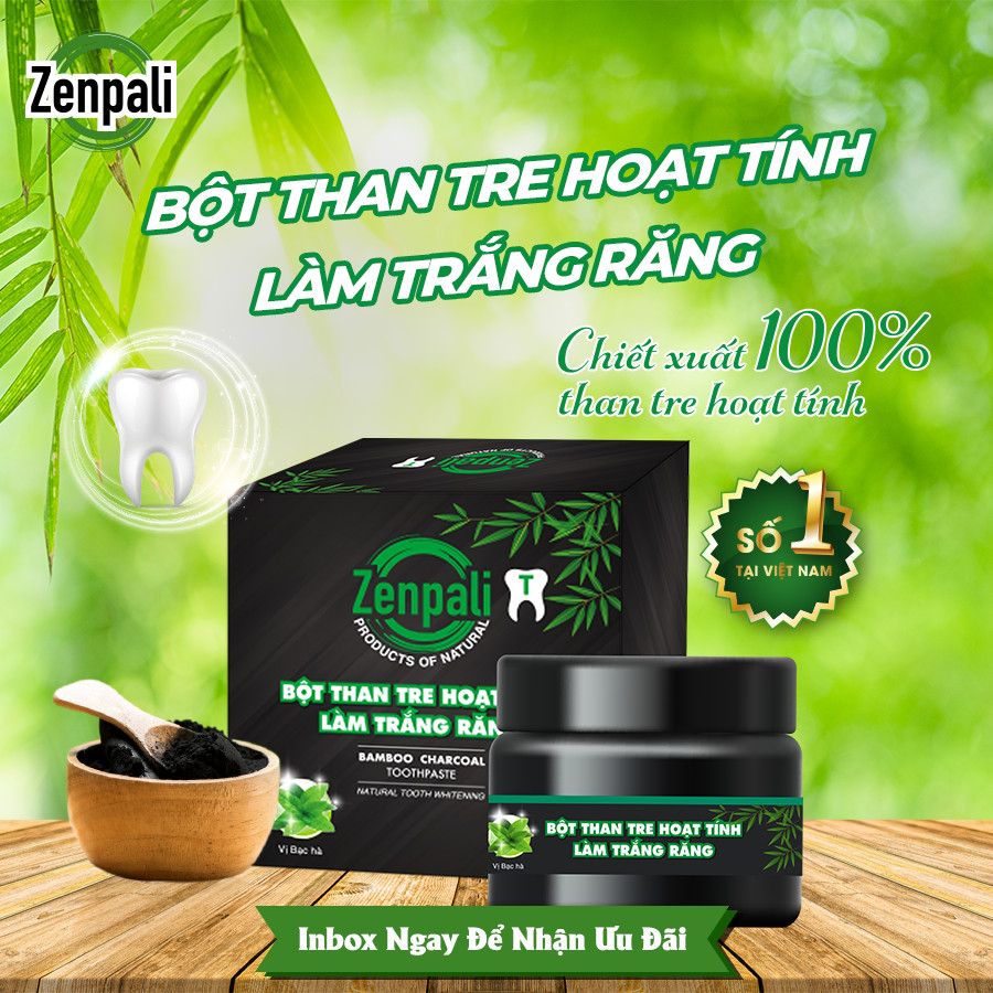 Bột than Tre Hoạt Tính Trắng Răng Royal Zenpali Trắng Răng Thiên Nhiên