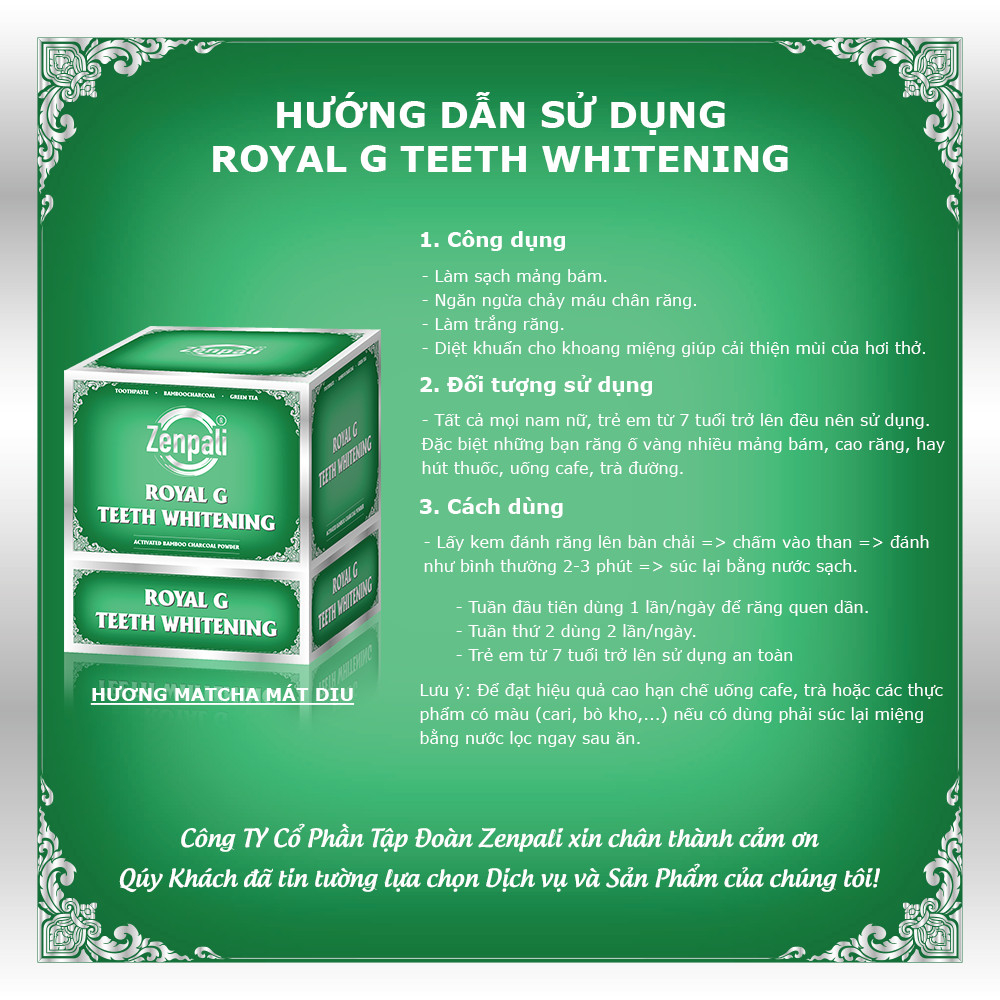 Bột than Tre Hoạt Tính Trắng Răng Royal Zenpali Trắng Răng Thiên Nhiên