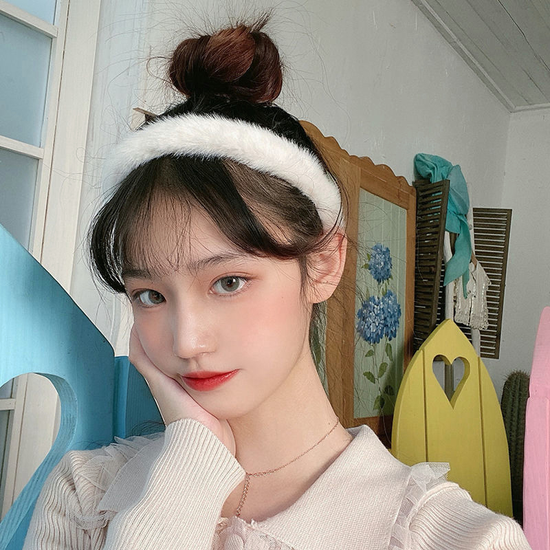 🍒🍒CHERRYKOKO Băng Đô Cài Tóc Tai Gấu Bằng Lông Nhung Trắng Dễ Thương Xinh Xắn Cho Nữ