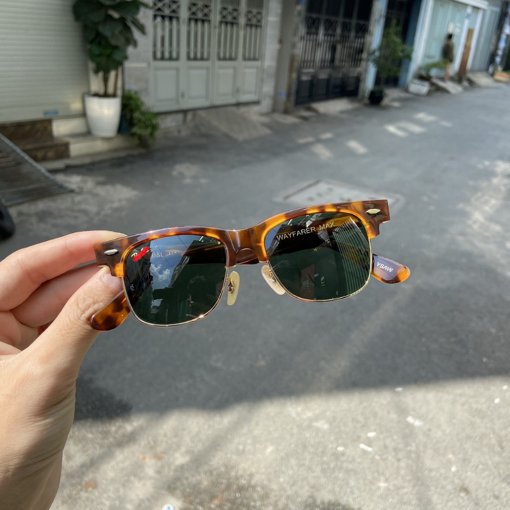 Kính râm mát mắt rayban wayfarer max của mỹ, 2nd, tròng thủy tinh xanh đi nắng êm trong, unisex, dành mặt bé, vừa