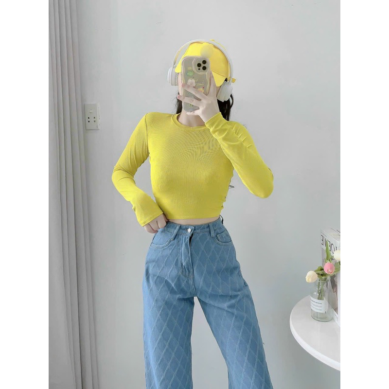 Áo Thun Croptop Tay Dài  Siêu Xinh