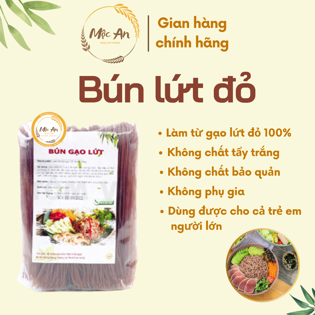 1KG Bún Gạo Lứt Đỏ Hữu Cơ Ăn Kiêng - Healthy - Eatclean - Tiểu Đường - Thực Dưỡng