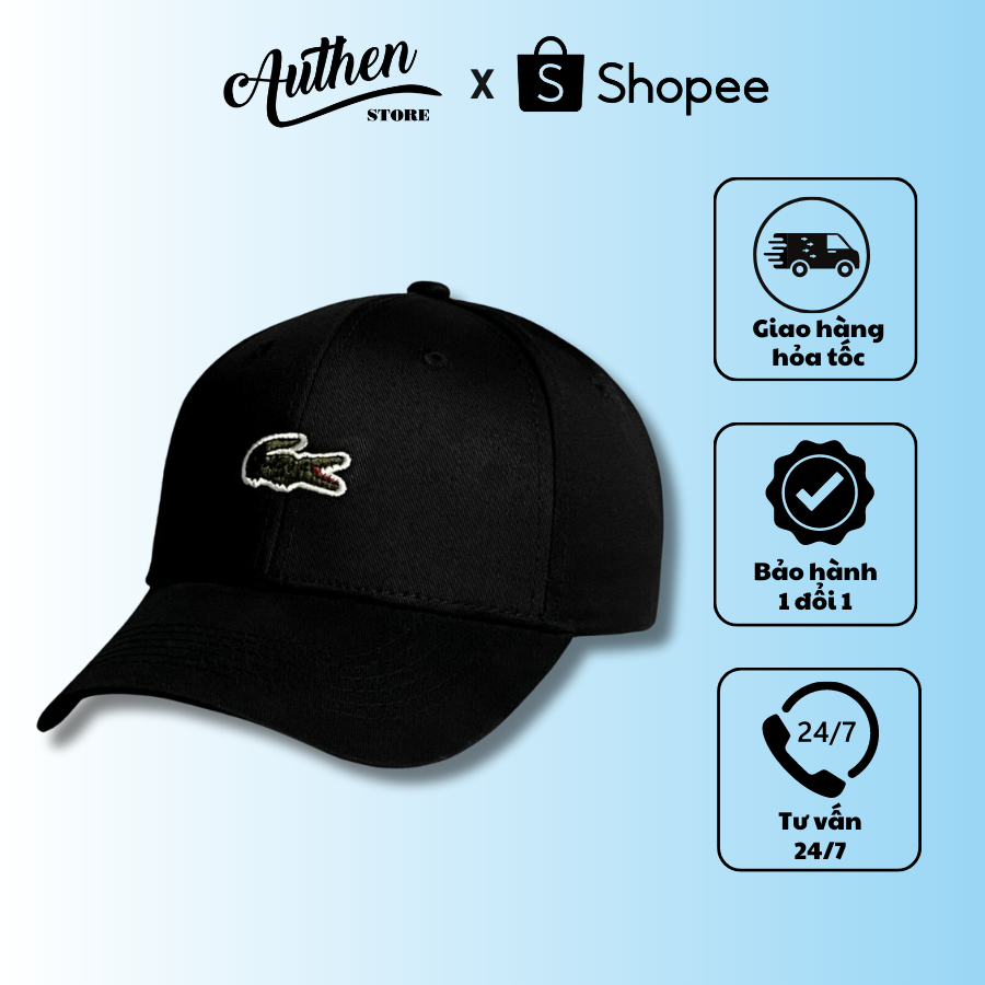 Nón lưỡi trai Lacoste màu đen Authen.Store hàng xuất dư Freesize dành cho nam và nữ
