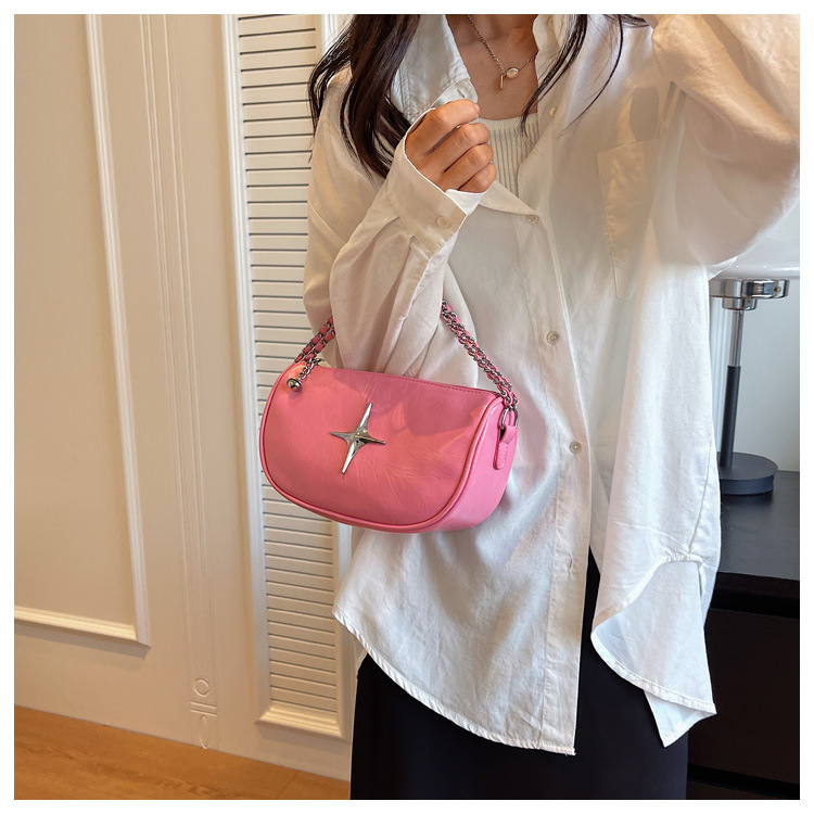 Túi xách nữ đeo chéo da trơn bốn màu phối dây xích thời thượng cá tính LK344