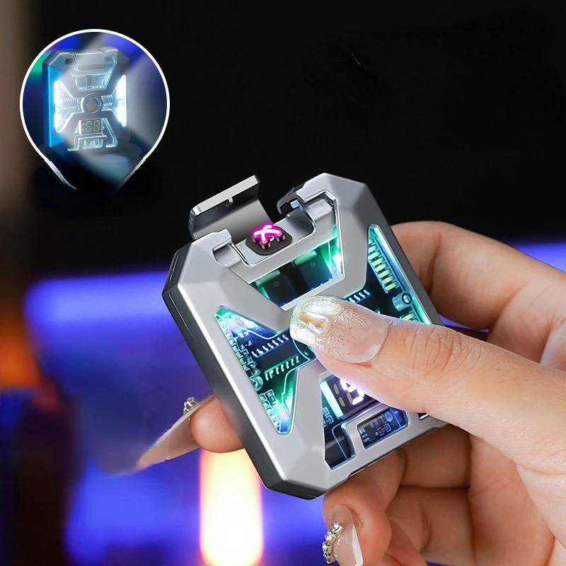 Quẹt điện plasma tích hợp đèn pin siêu sáng 3 chế độ, Tặng kèm hộp và cáp sạc