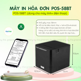 Máy in hoá đơn bằng điện thoại POS-58BT Bluetooth K58 in bill từ ứng dụng Sổ Bán Hàng, KiotViet, các phần mềm bán hàng
