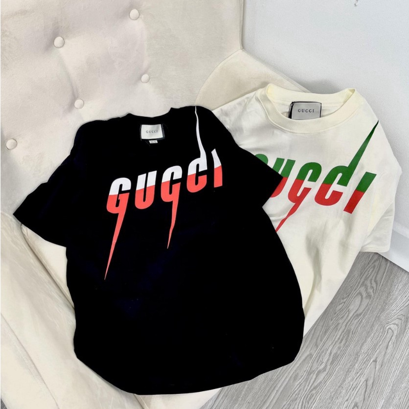 Áo thun GUCCI a Sét Cotton Unisex Dáng Rộng In Thiết Kế Phong Cách Cool Ngầu 2023