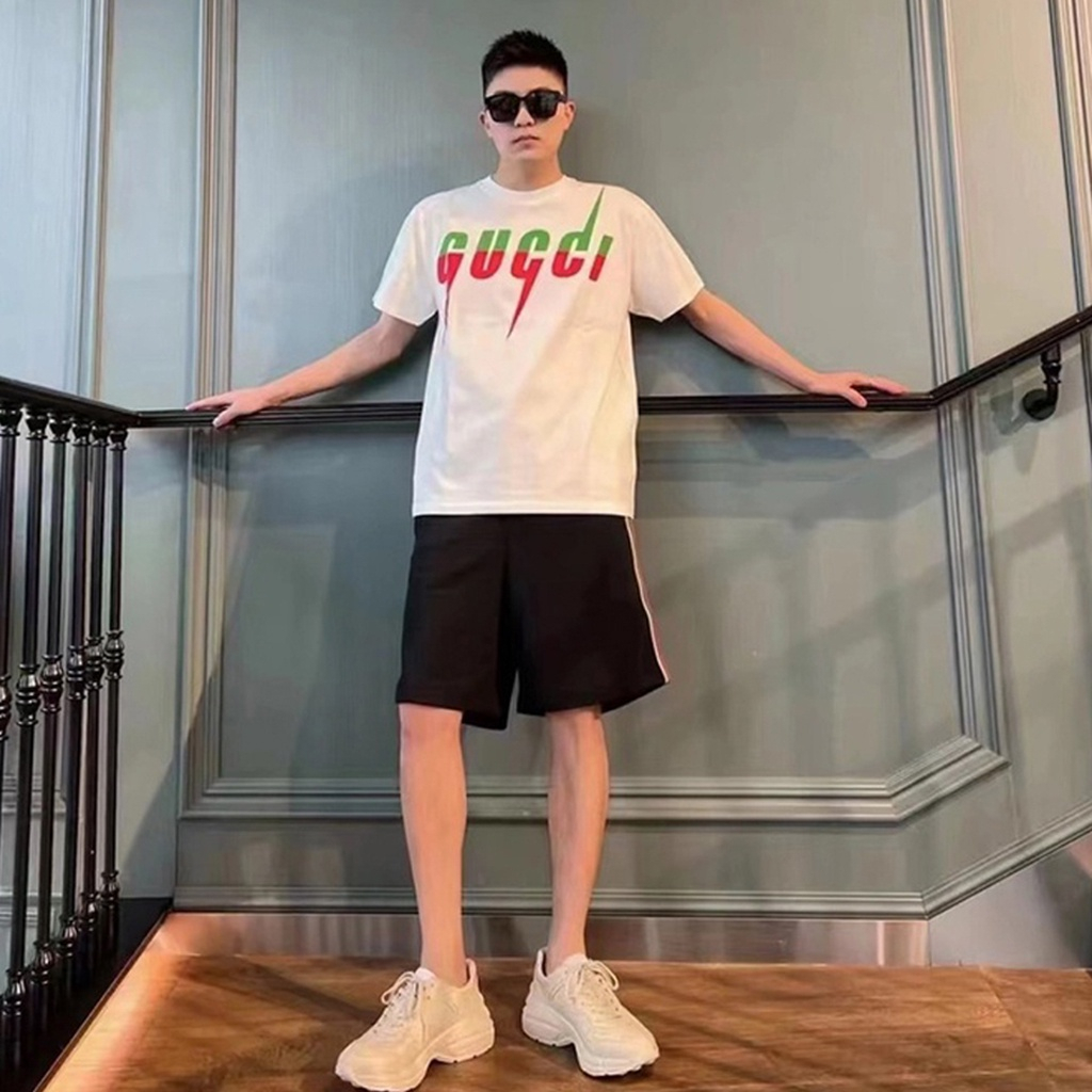 Áo thun GUCCI a Sét Cotton Unisex Dáng Rộng In Thiết Kế Phong Cách Cool Ngầu 2023