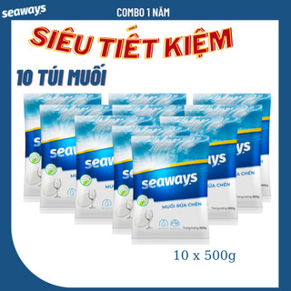10 túi muối rửa chén bát, làm mềm nước seaways - túi 500gr - dành cho mọi loại máy rửa chén bát